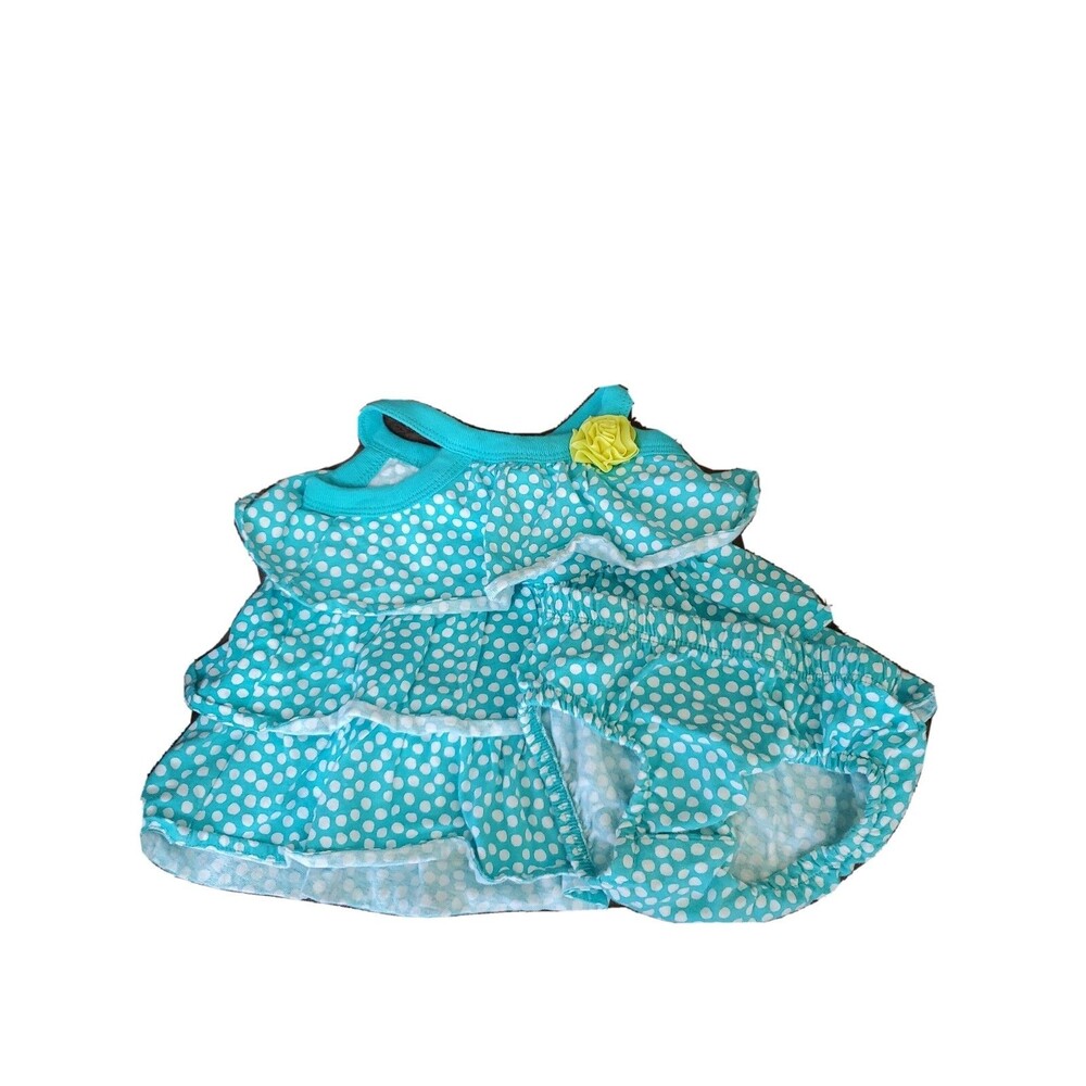 Baby Girl's 3 month aqua white polka dot ruffle summer dress bottoms